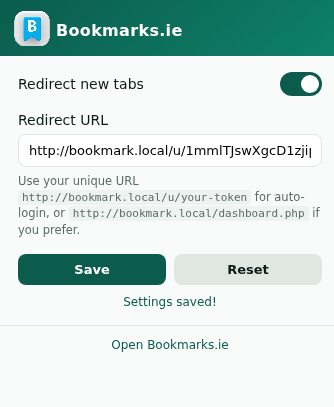 Extension popup - paste your URL and enable redirect