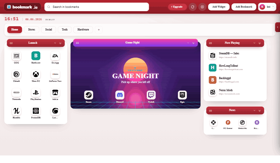 Gaming Dashboard preview